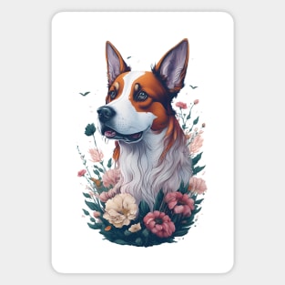 Dog with Flowers Magnet